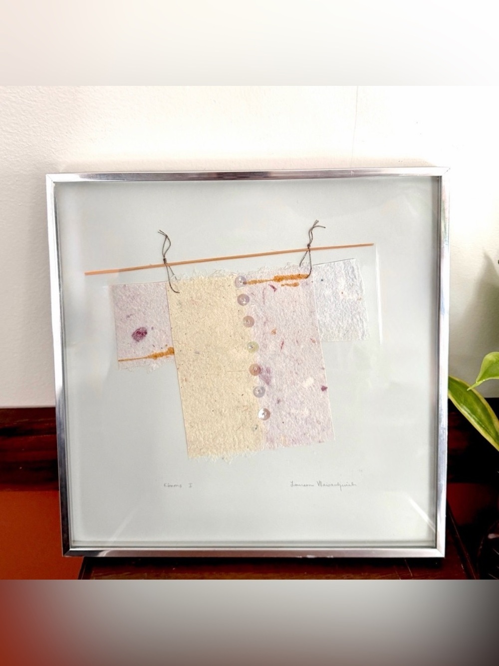 Kimono I Paper Art Asian Silver Framed Handmade Signed Laureen Vlaisavljevich
